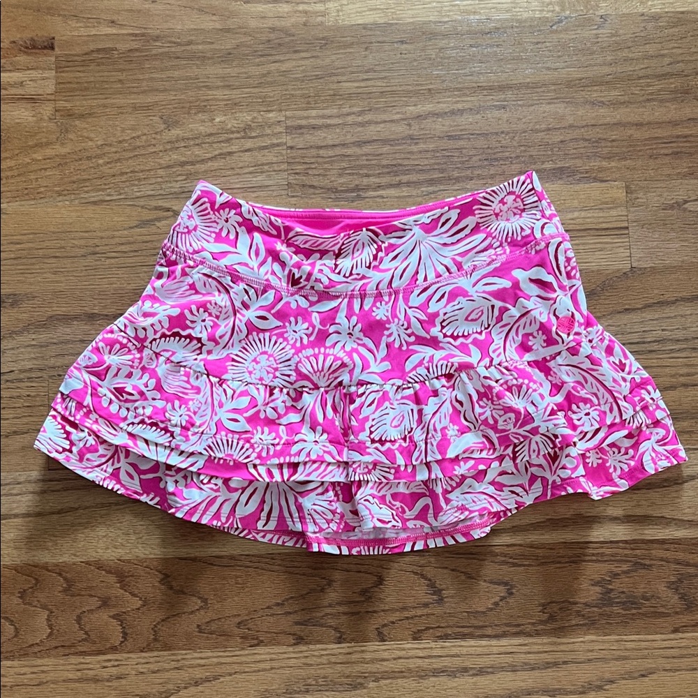 Lilly Pulitzer Pink and White Floral Mini Skirt